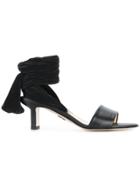 Paul Andrew Pleated Lace Up Strap Sandals - Black