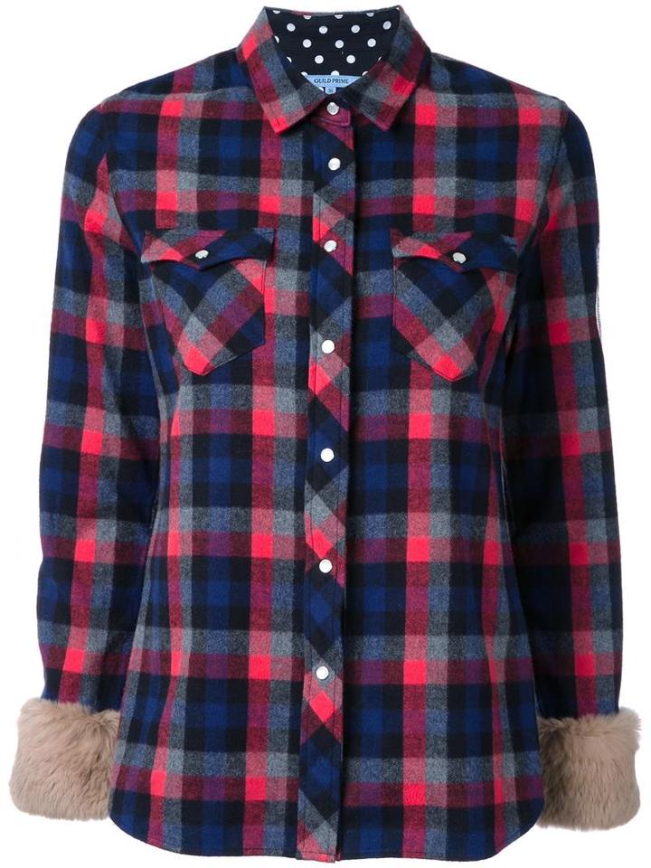 Guild Prime Chest Pockets Checked Shirt, Women's, Size: 36, Blue, Cotton