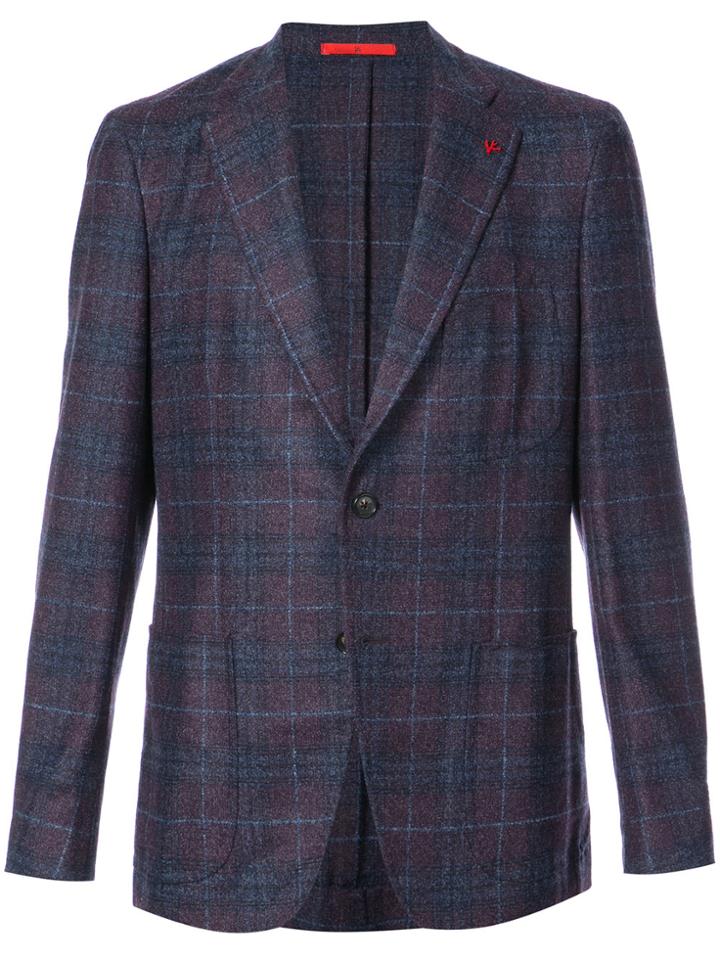 Isaia Checked Blazer - Pink & Purple