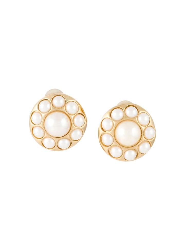 Givenchy Vintage Pearl Stud Clip-on Earrings - Metallic