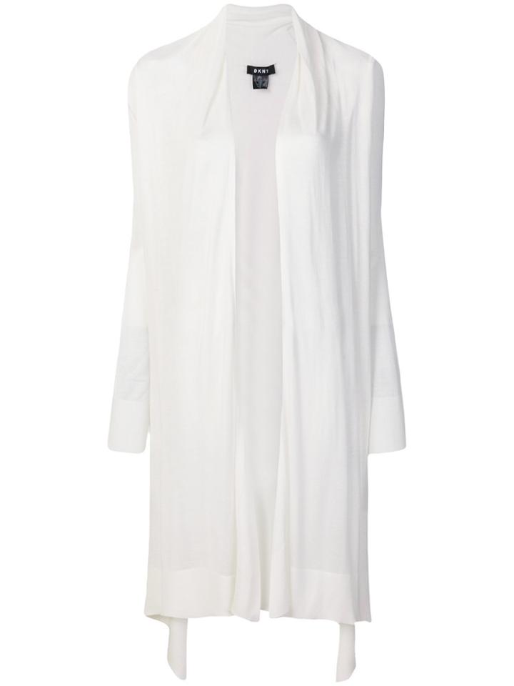 Dkny Asymmetric Open Front Cardigan - White