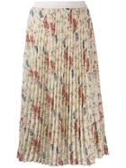 Semicouture Pleated Floral Skirt - Neutrals