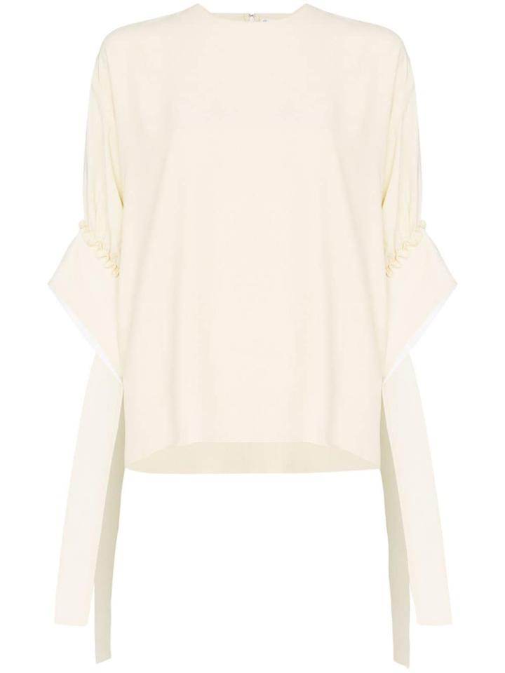 Jw Anderson Tassel-detail Silk-blend Blouse - Neutrals
