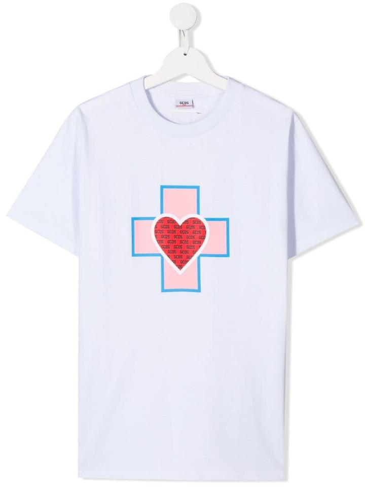 Gcds Kids Teen Heart Print T-shirt - White