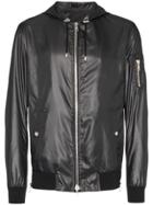 Balmain Faux Leather Hooded Jacket - Black
