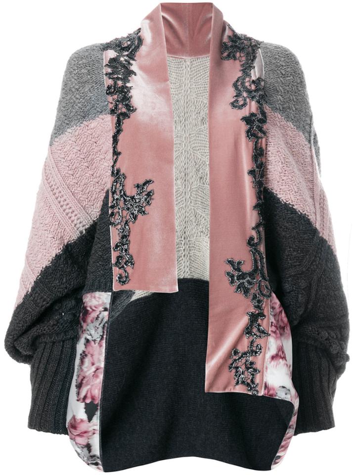 Antonio Marras Embellished Draped Cardigan - Pink & Purple