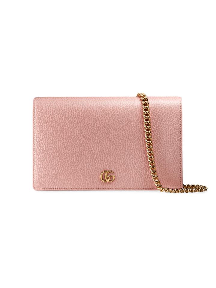 Gucci Gg Marmont Leather Mini Chain Bag - Pink & Purple