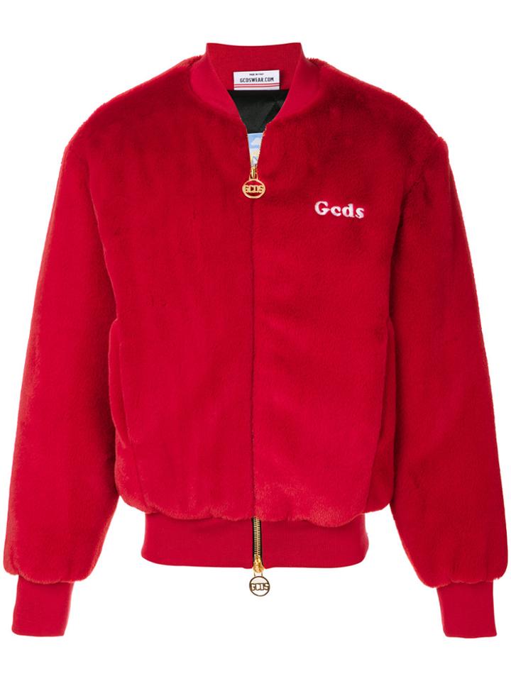 Gcds Zipped Bomber Jacket - Red