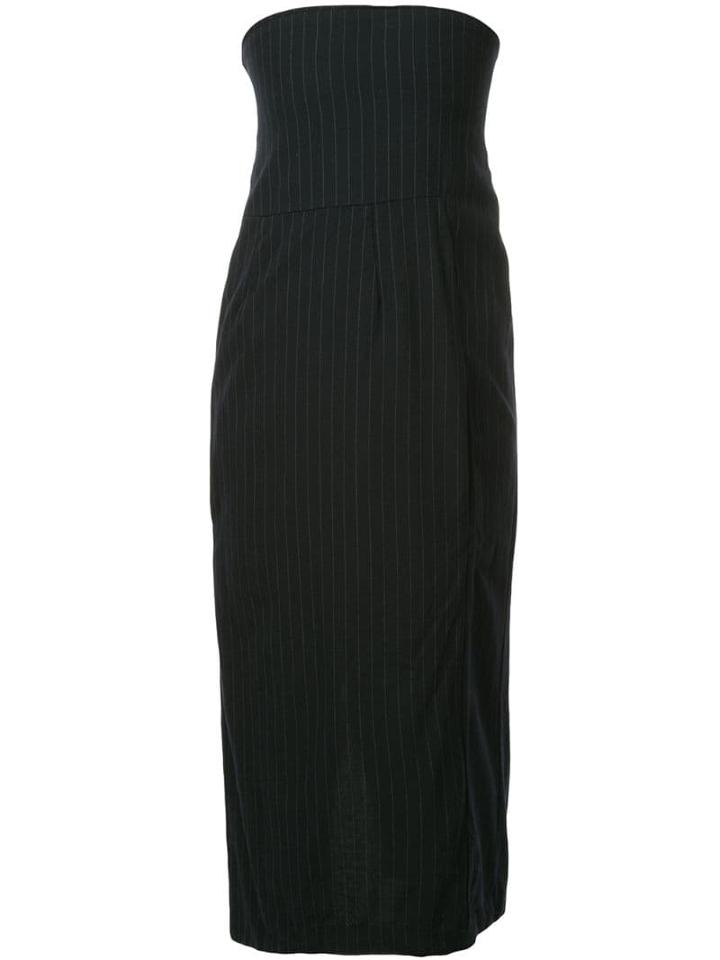 Comme Des Garçons Pre-owned Pinstriped Tube Dress - Black