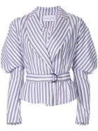 Strateas Carlucci Cumulus Puff-sleeve Striped Belted Jacket - Pink &