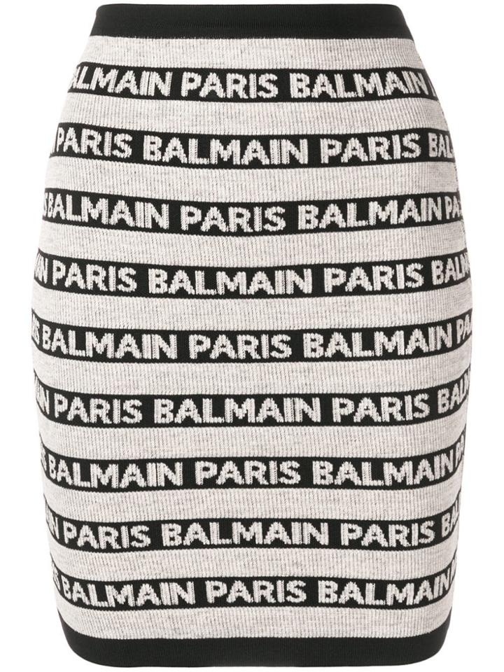 Balmain Paris Striped Skirt - Neutrals