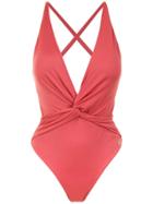 Brigitte V-neck Swimsuit - Pink