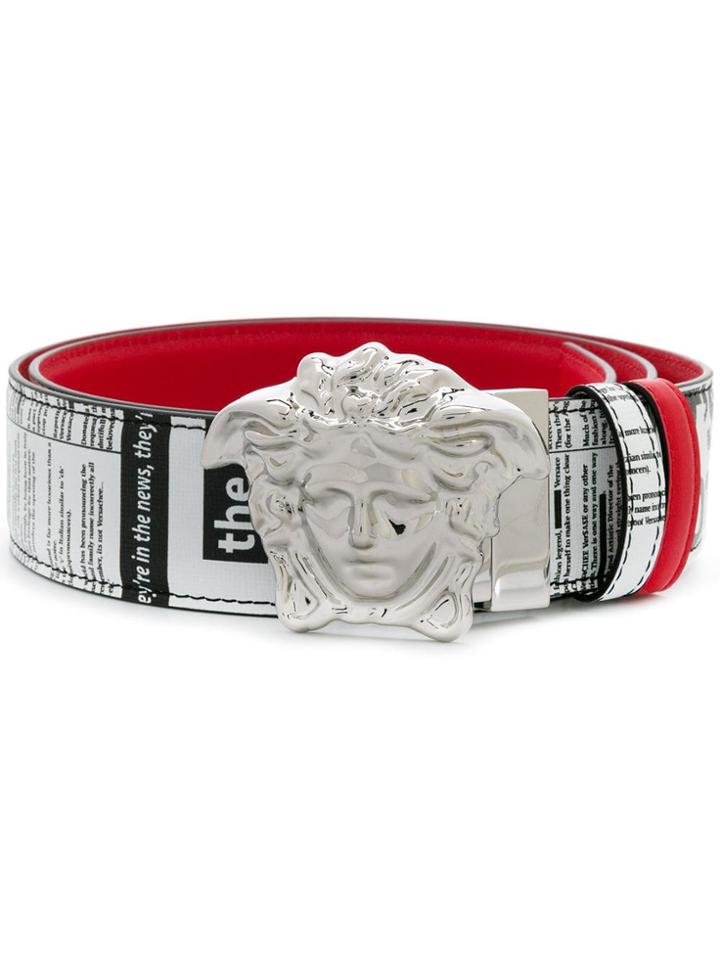 Versace Newspaper Print Belt - Red