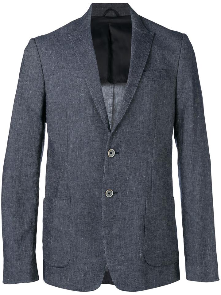 Dondup Peaked Lapel Blazer, Men's, Size: 48, Blue, Cotton/linen/flax/polyester/viscose