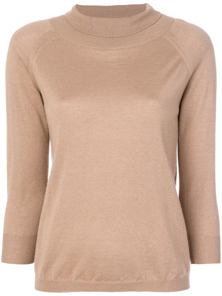 Max Mara Roll Neck Knitted Top - Nude & Neutrals