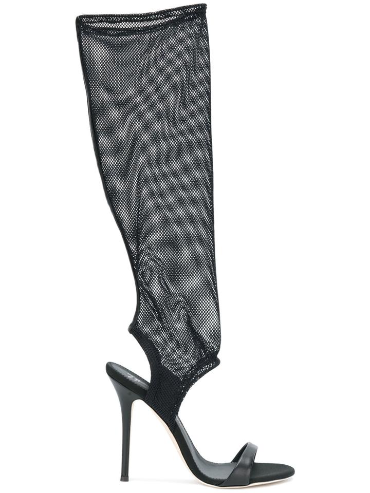 Giuseppe Zanotti Design Mesh Open Toe Boots - Black