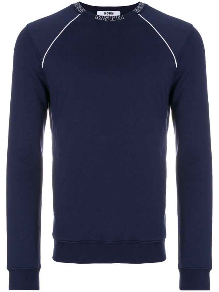 Msgm Logo Printed Collar Sweatshirt - Blue