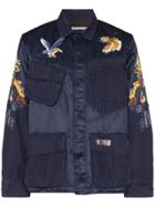 Neighborhood Souvenir Embroidered Shirt Jacket - Blue