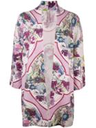 Antonio Marras Floral Open Front Cardigan, Women's, Size: Large, Pink/purple, Virgin Wool