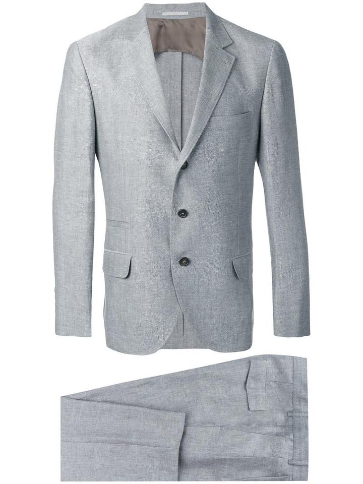 Brunello Cucinelli Two-piece Formal Suit, Men's, Size: 48, Grey, Linen/flax/virgin Wool/silk/cupro