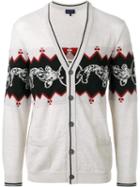 Lanvin Koi Fish Pattern Cardigan, Men's, Size: Small, Nude/neutrals, Wool