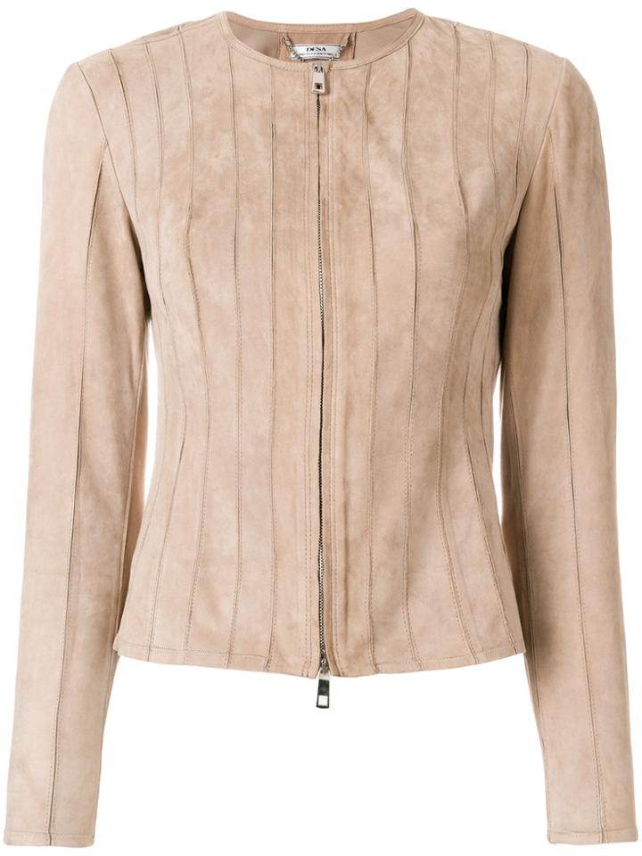 Desa Collection Classic Leather Jacket - Nude & Neutrals