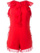 Giamba Frill Trim Playsuit, Women's, Size: 46, Red, Viscose/spandex/elastane/polyester/silk