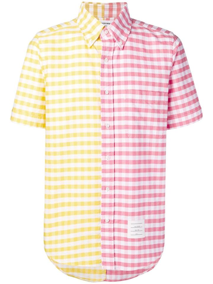 Thom Browne Bicolor Gingham Oxford Shirt - Pink