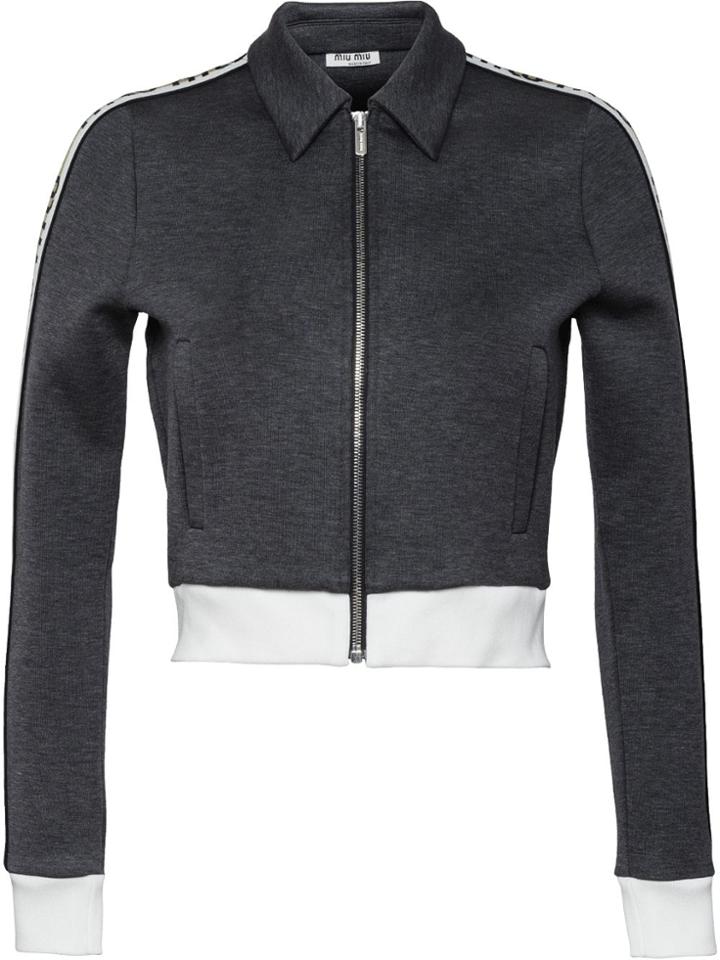 Miu Miu Logo Stripe Sweatshirt - Grey