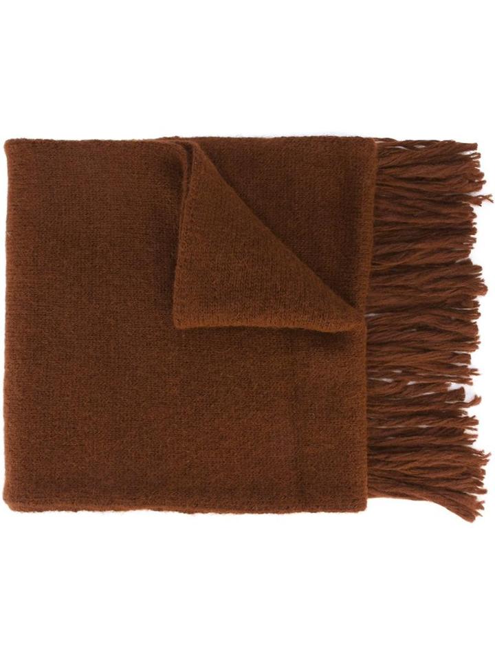 Ami Alexandre Mattiussi Plain Knitted Scarf, Men's, Brown, Nylon/alpaca/wool