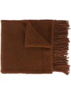 Ami Alexandre Mattiussi Plain Knitted Scarf, Men's, Brown, Nylon/alpaca/wool