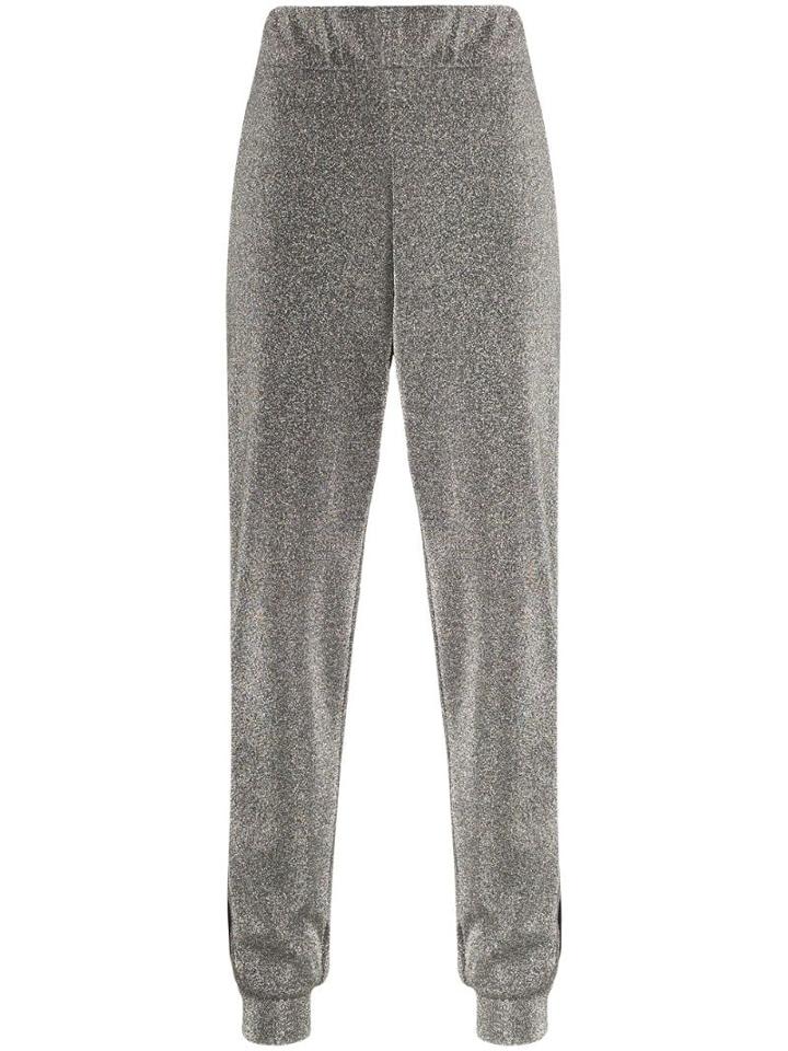 No Ka' Oi Side-stripe Glittered Joggers - Silver