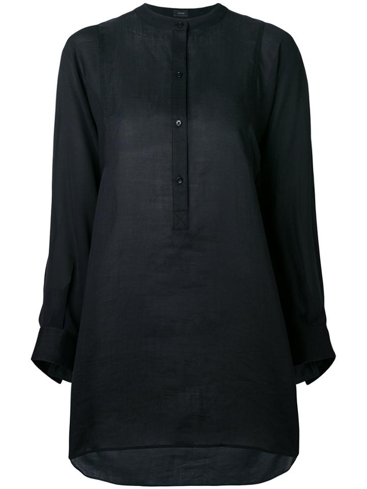 Joseph Mandarin Collar Long Line Blouse - Black