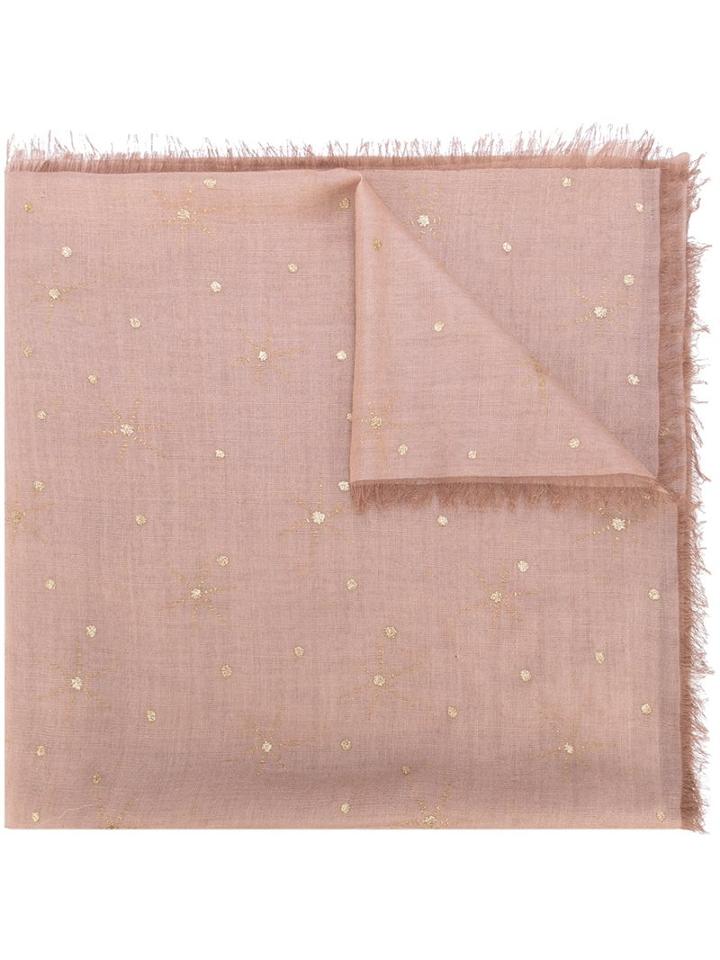 Valentino Embroidered Polka Dot Scarf, Women's, Pink/purple, Silk/cashmere/wool