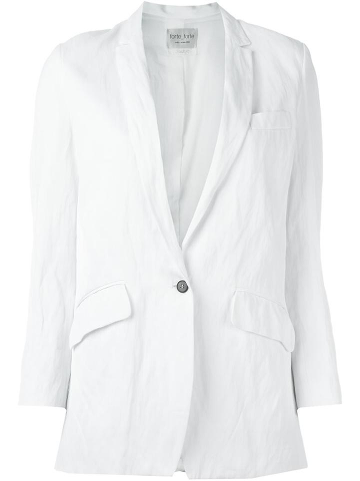 Forte Forte Single Button Blazer, Women's, Size: 3, White, Viscose/cotton/metal Other/cupro