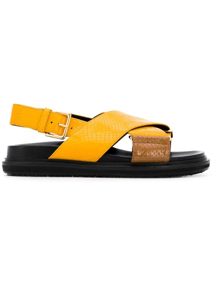 Marni Python-print Fussbett Sandals - Yellow