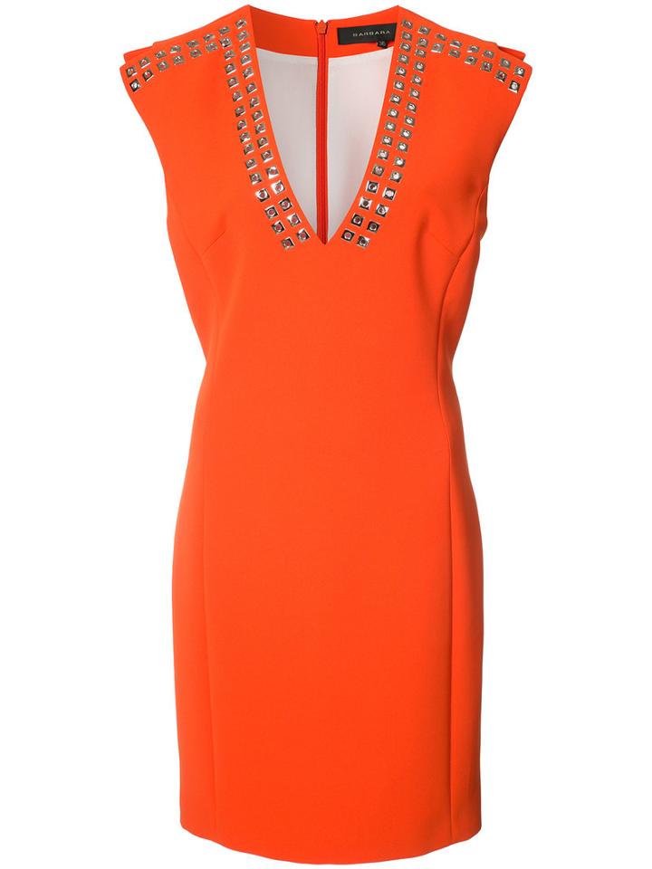 Barbara Bui - Eyelet-embellished Crepe Dress - Women - Polyester - 8, Yellow/orange, Polyester