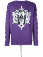 Marcelo Burlon County Of Milan Tiger Print Sweatshirt, Men's, Size: Large, Pink/purple, Cotton