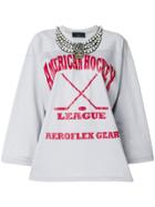 Lédition Embellished Neck T-shirt - Grey