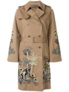 Alberta Ferretti Embroidered Trench Coat - Brown