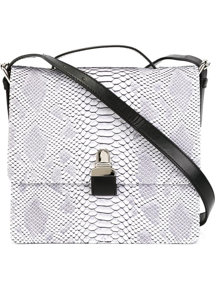 Mm6 Maison Margiela Snakeskin Effect Crossbody Bag, Women's, Grey, Polyester/polyurethane/viscose/pvc