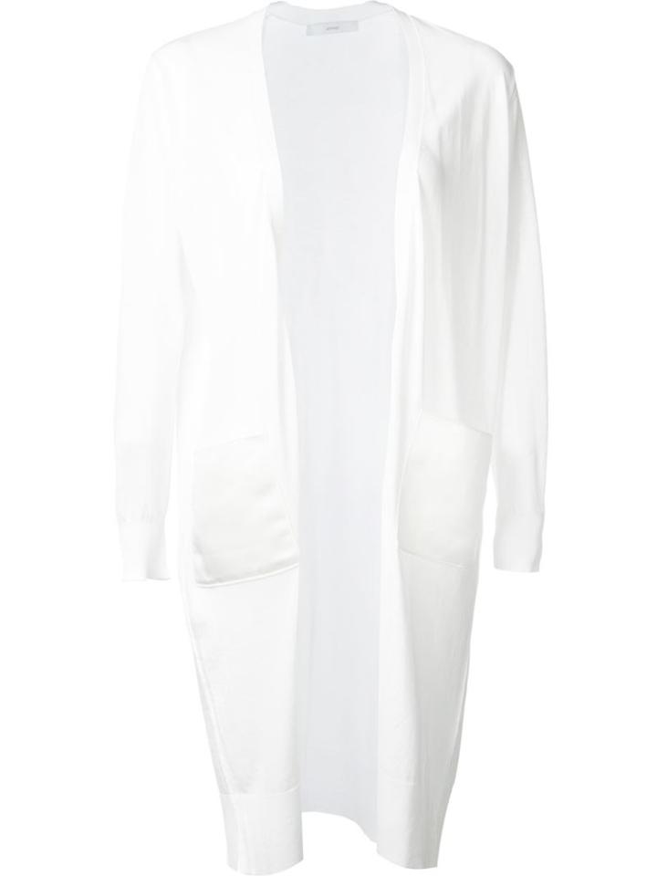 Astraet Pocketed Long Cardigan, Women's, White, Cotton/polyester