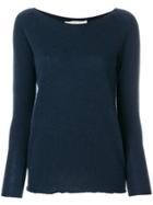 Lamberto Losani Slash Neck Sweater - Blue