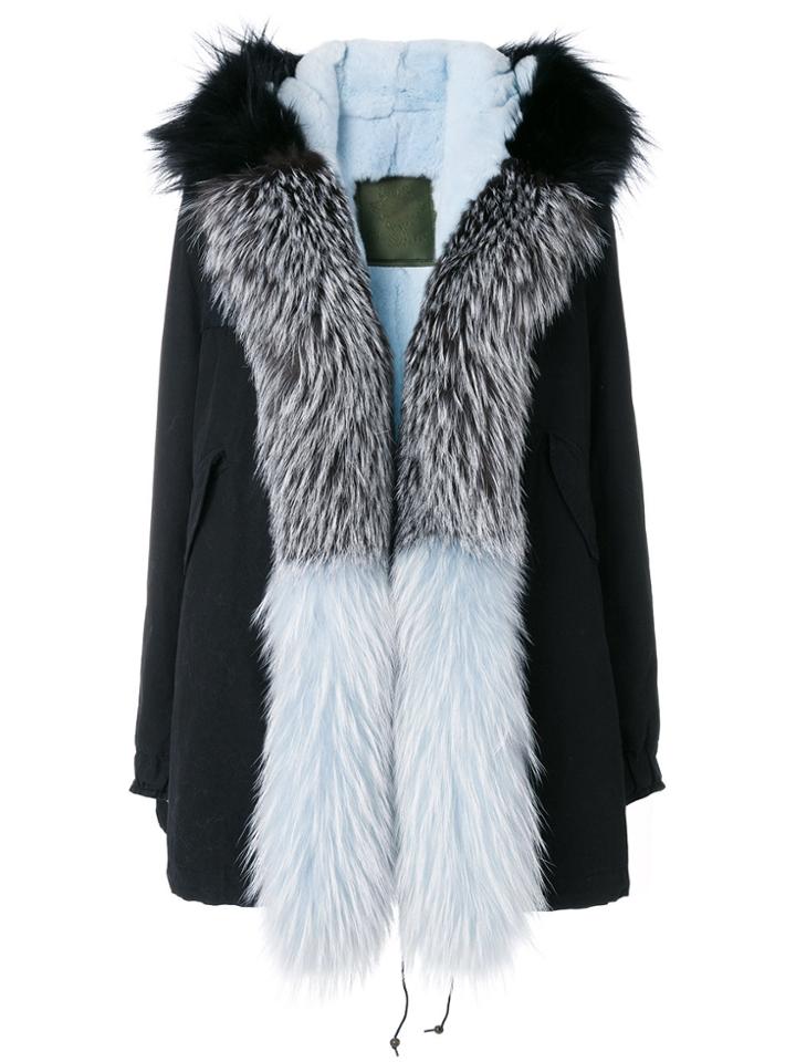 Mr & Mrs Italy Trimmed Hood Midi Parka - Black