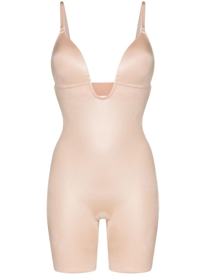 Spanx Suit Your Fancy Plunge Mid-thigh Bodysuit - Neutrals