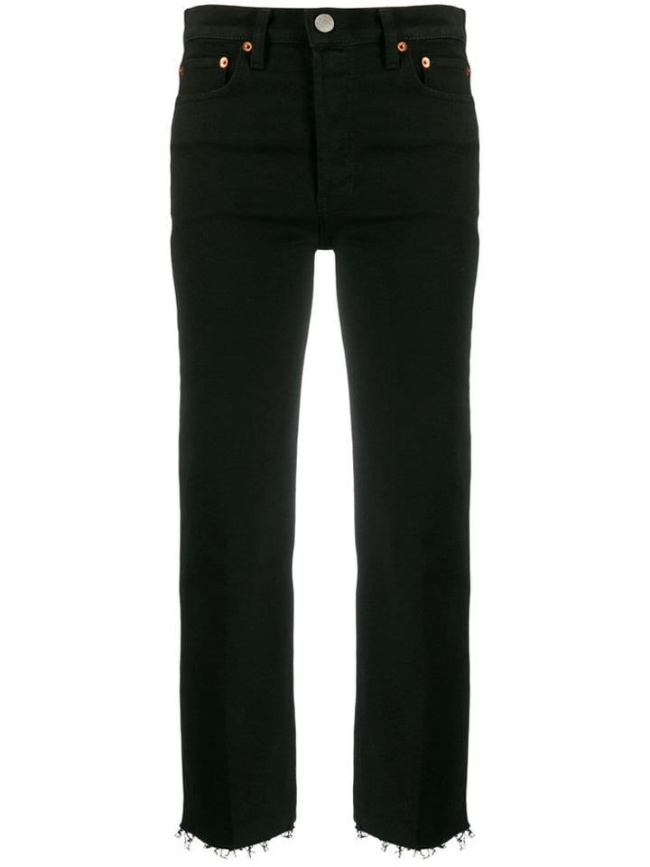 Re/done High Rise Stove Pipe Jeans - Black