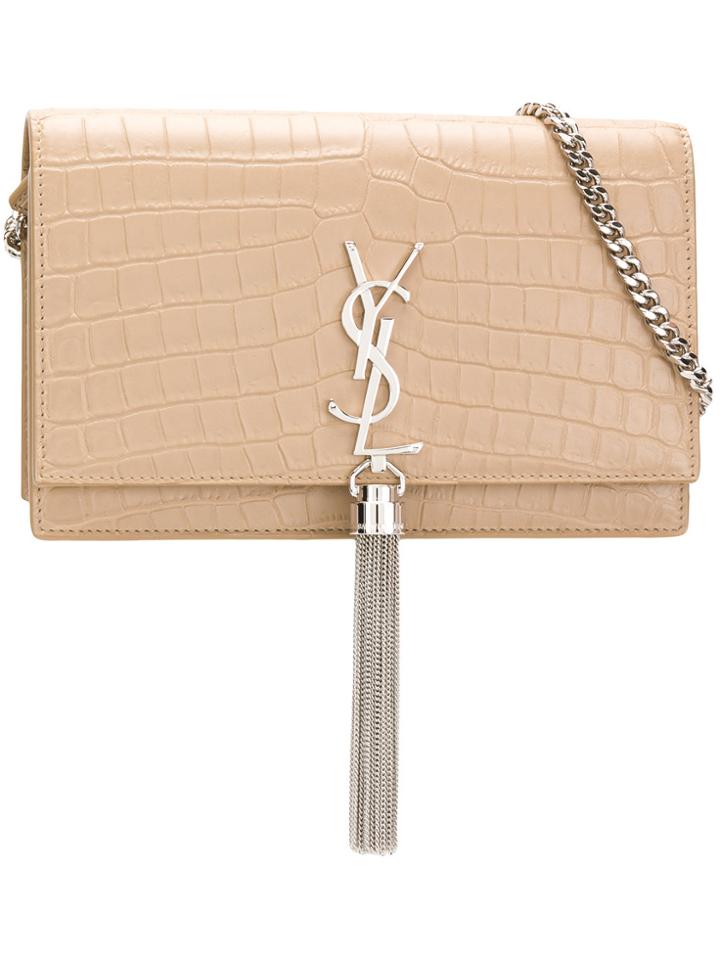 Saint Laurent Kate Chain Tassel Shoulder Bag - Nude & Neutrals