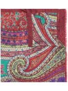 Etro Printed Scarf, Men's, Red, Silk/cotton/wool