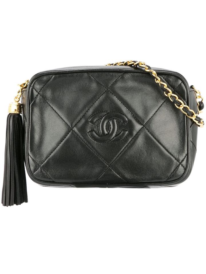 Chanel Pre-owned 1986-1988 Cc Fringe Chain Shoulder Bag - Black
