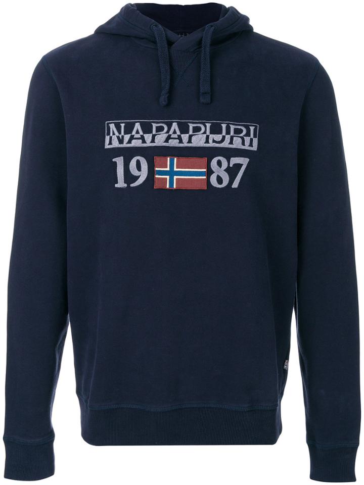 Napapijri Logo Embroidered Hoody - Blue
